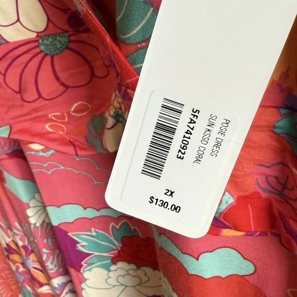 NWT Soft Surroundings Poise Dress Sun Kissed Coral Maxi Floral Plus Size 2X - Picture 7 of 15